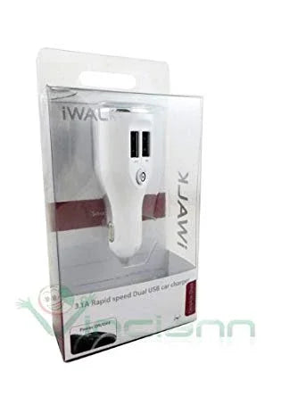 iWalk Dual Usb Car Charger - White - Tashqila iWalk Dual Usb Car Charger - White - Tashqila